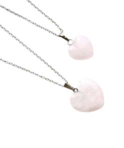 Conjunto de corazón de cuarzo rosa - Acero quirúrgico